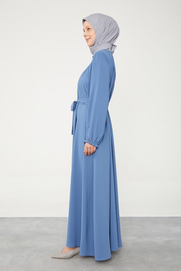 LevidorLevidor İndigo Yakası Büzgülü Ferace