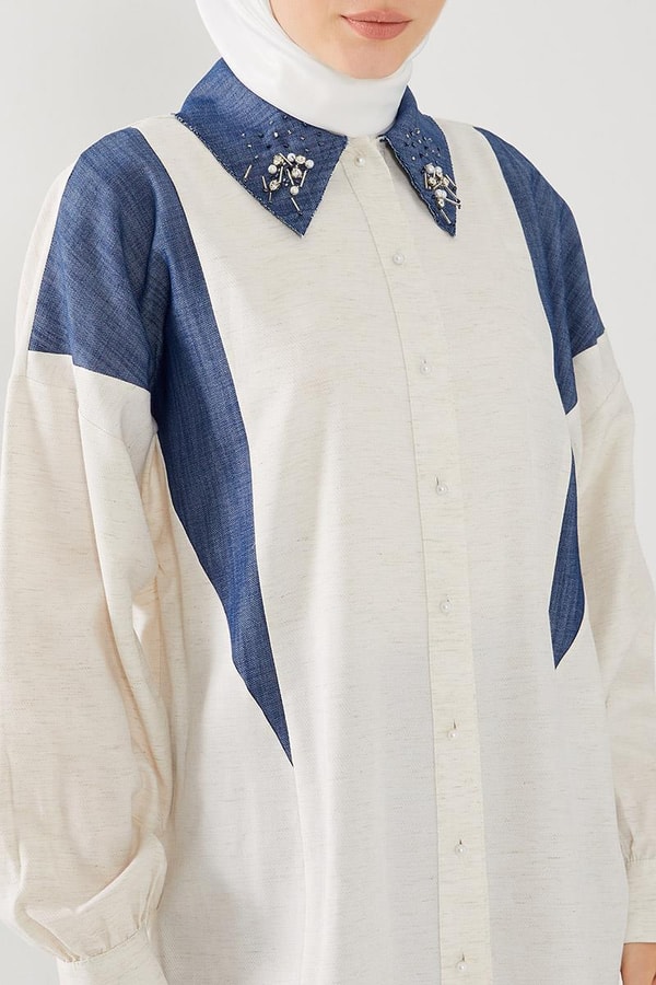 LevidorLevidor İndigo Yakası İşlemeli Gömlek Takım