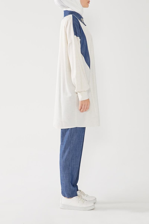 LevidorLevidor İndigo Yakası İşlemeli Gömlek Takım