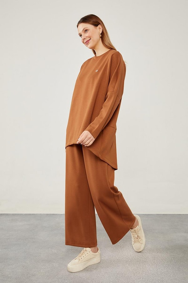 LevidorLevidor Kahve Asimetrik Kesim Tunik