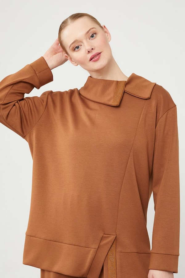 LevidorLevidor Kahve Asimetrik Yaka Spor Takım