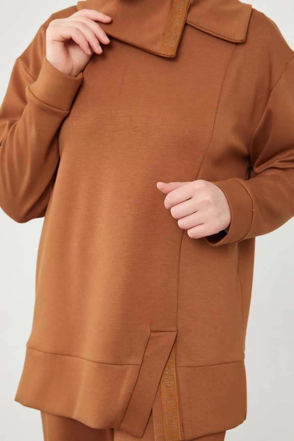 LevidorLevidor Kahve Asimetrik Yaka Spor Takım