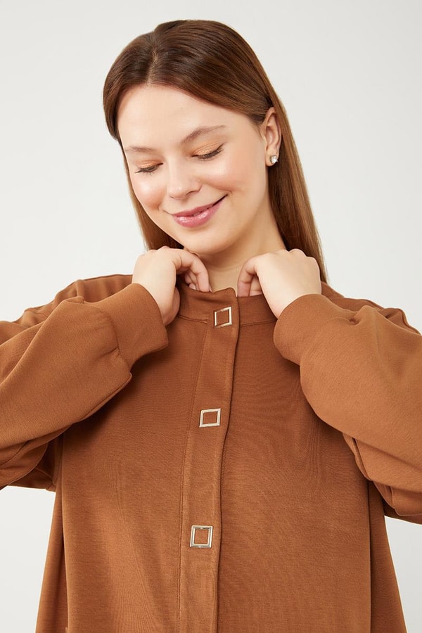 LevidorLevidor Kahve Bisiklet Yaka Cepli Penye Pantolonlu Spor Takım