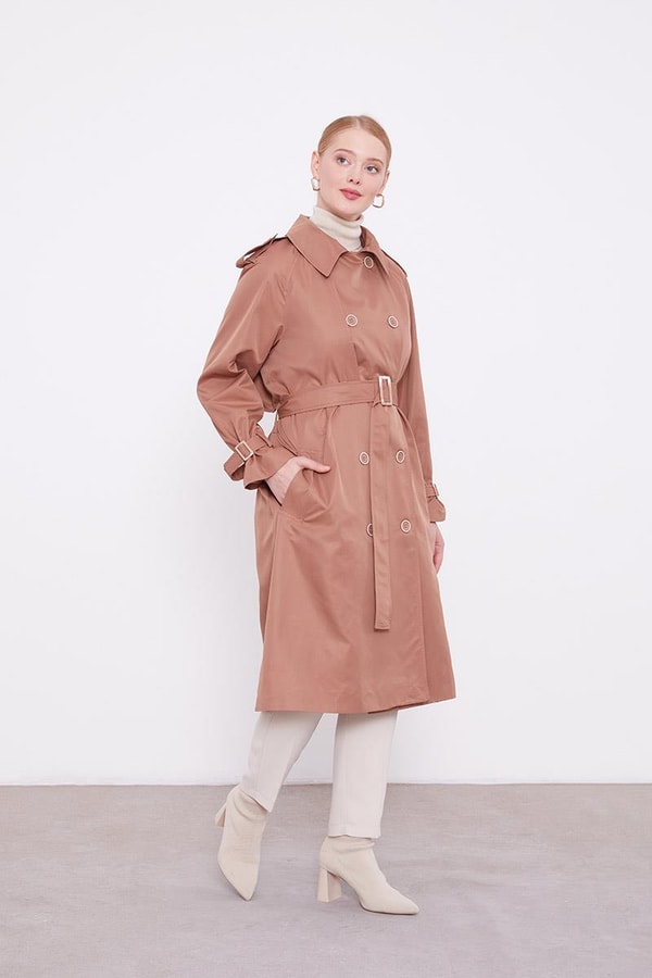 LevidorLevidor Kahve Ekose Astarlı Trençkot