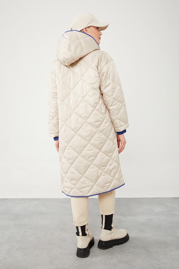 LevidorLevidor Kahve Geniş Yaka Kapitone Mont