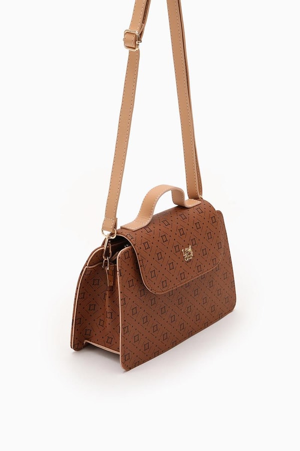 LevidorLevidor Kahve Marka Baskılı Omuz Çantası