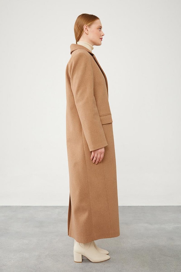 LevidorLevidor Kahve Uzun Kaşe Kaban