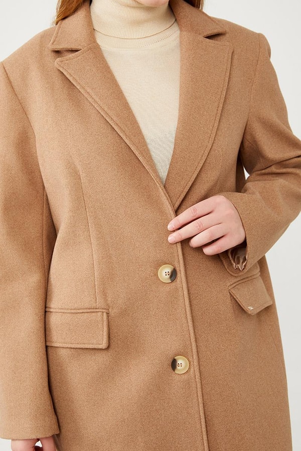 LevidorLevidor Kahve Uzun Kaşe Kaban