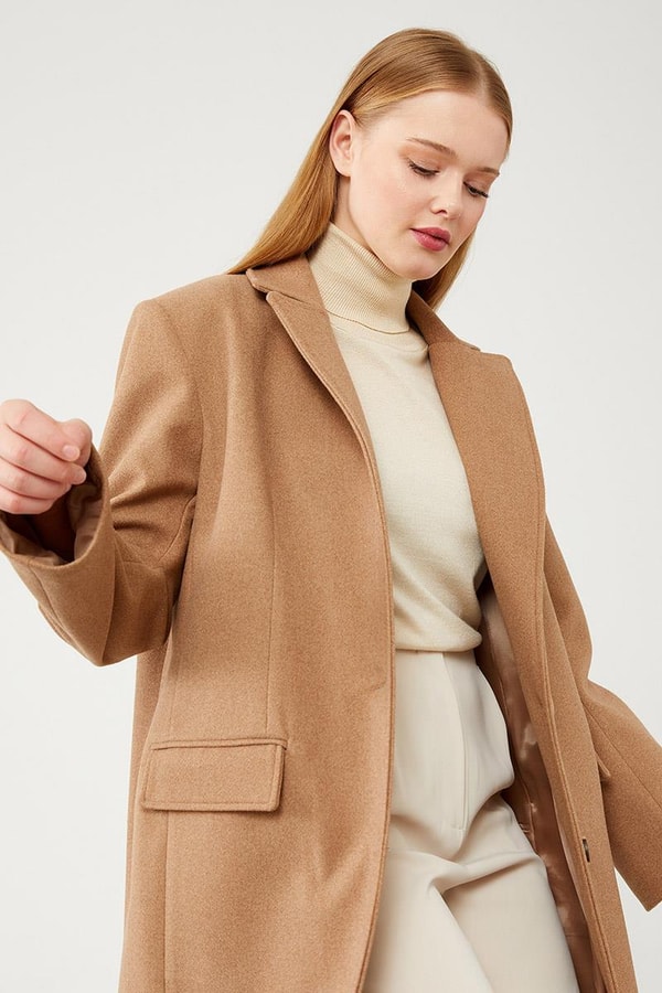 LevidorLevidor Kahve Uzun Kaşe Kaban