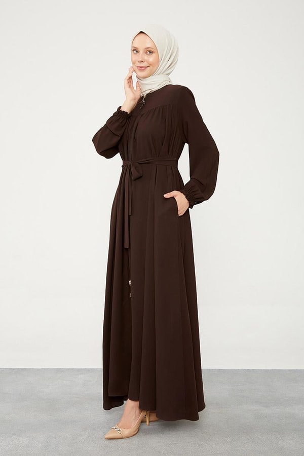 LevidorLevidor Kahve Yakası Büzgülü Ferace