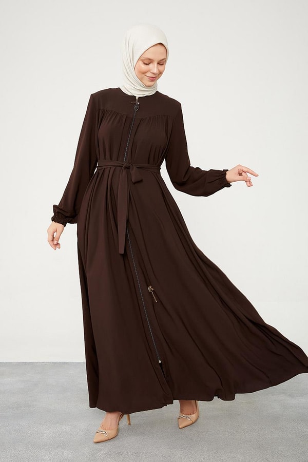 LevidorLevidor Kahve Yakası Büzgülü Ferace