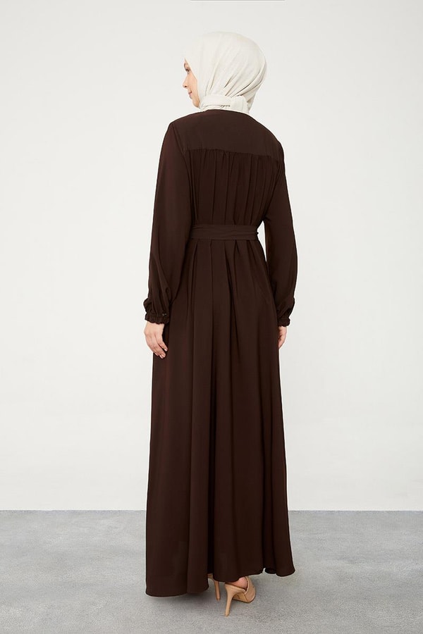 LevidorLevidor Kahve Yakası Büzgülü Ferace