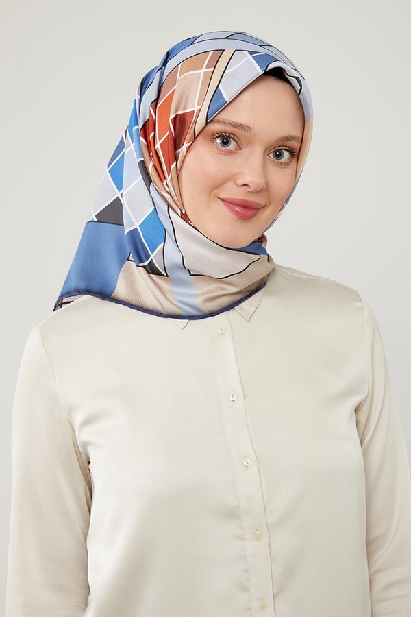 LevidorLevidor Kiremit Dama Desenlli Trend Twill Eşarp