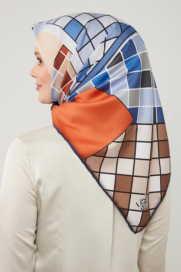 LevidorLevidor Kiremit Dama Desenlli Trend Twill Eşarp