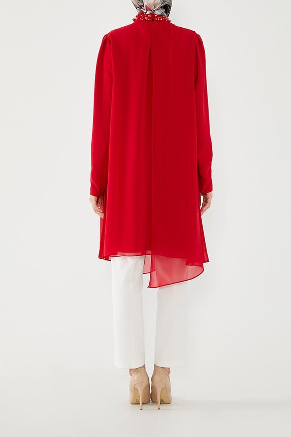 LevidorLevidor Kırmızı İki Farklı Pliseli Tunik