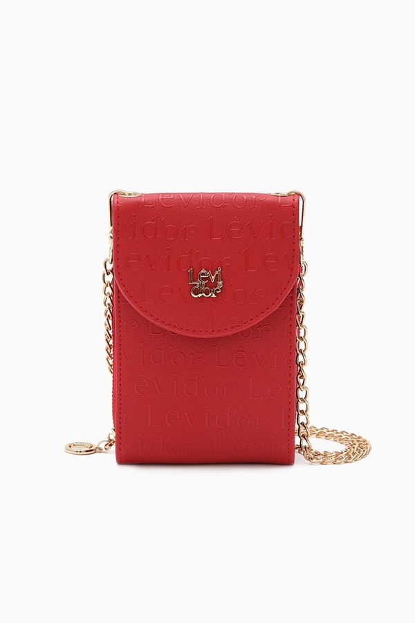 LevidorLevidor Kırmızı Monogram Baskılı Cüzdan