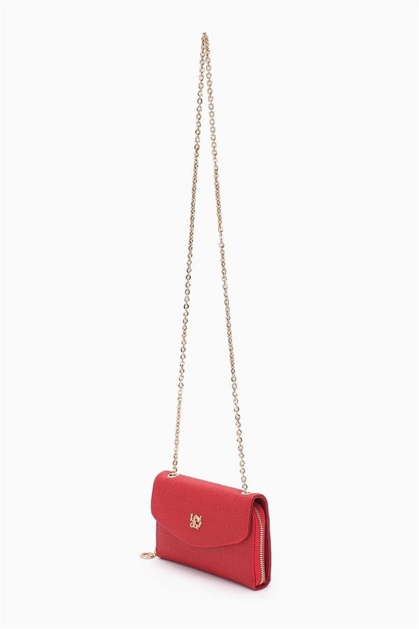 LevidorLevidor Kırmızı Monogram Baskılı Fermuarlı Cüzdan