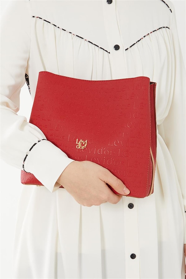 LevidorLevidor Kırmızı Monogram Baskılı Omuz Çantası