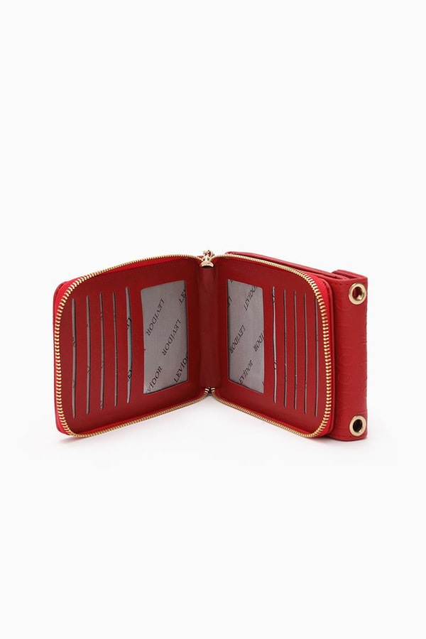 LevidorLevidor Kırmızı Monogram Baskılı Cüzdan