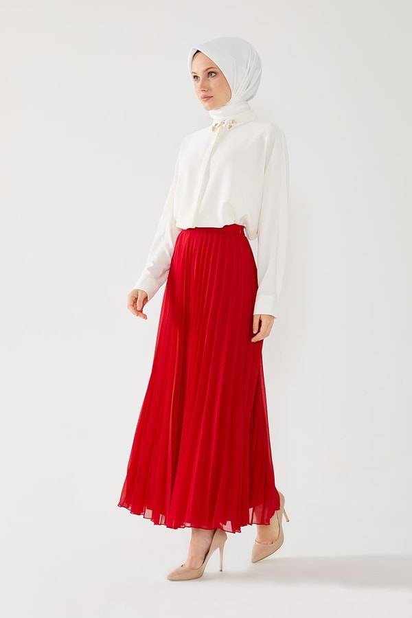LevidorLevidor Kırmızı Plise Etek