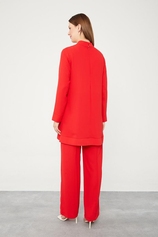 LevidorLevidor Kırmızı Taş Zincir Aksesuarlı İkili Takım