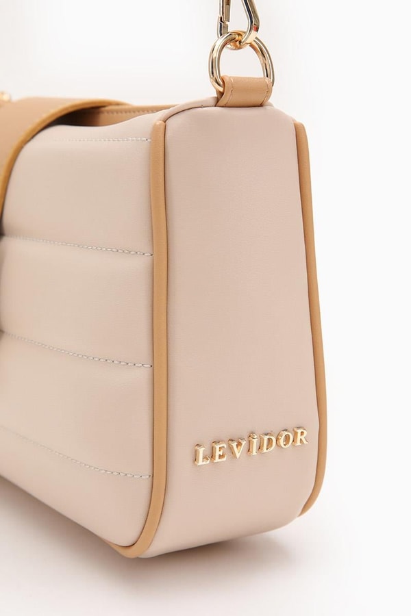 LevidorLevidor KREM - CAMEL Kapitone Omuz Çantası
