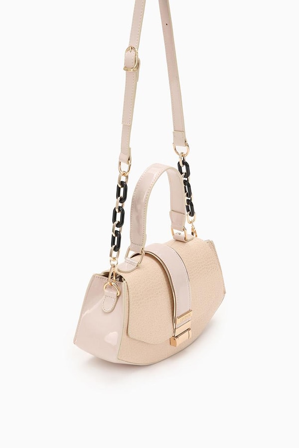 LevidorLevidor Krem Yılan Deri Desenli El Çantası