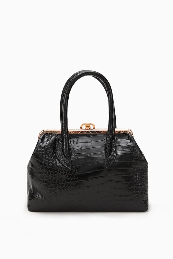 LevidorLevidor KROKO SİYAH Croko Deri El Çantası