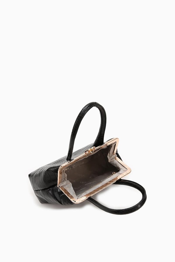 LevidorLevidor KROKO SİYAH Croko Deri El Çantası