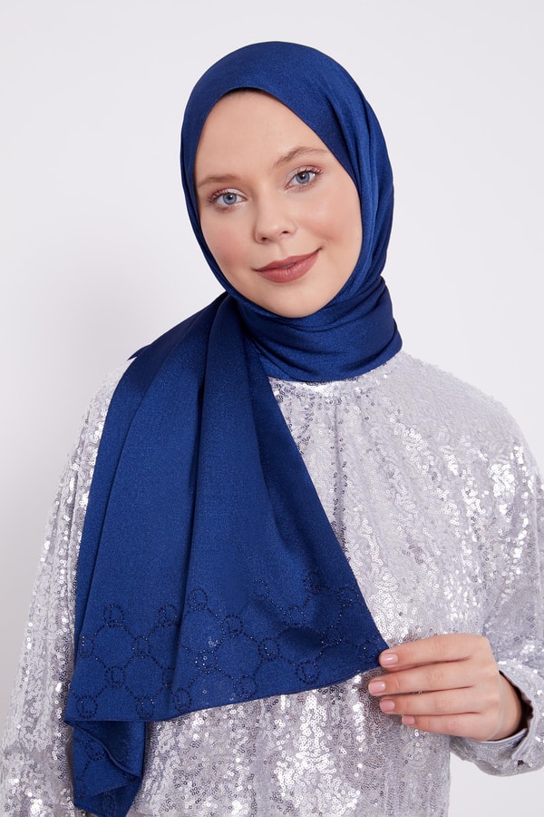 LevidorLevidor Lacivert Altıgen Desen Diamond Şal
