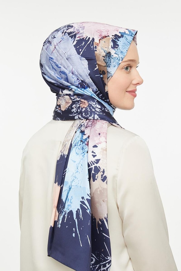 LevidorLevidor Lacivert Batik Görünümlü Twill Şal