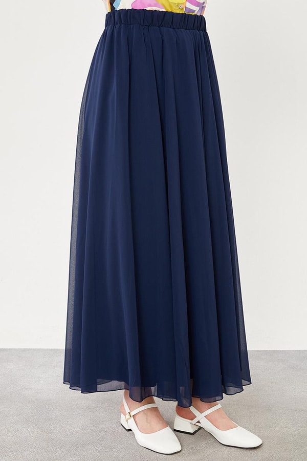 LevidorLevidor Lacivert Beli Lastikli Kloş Etek