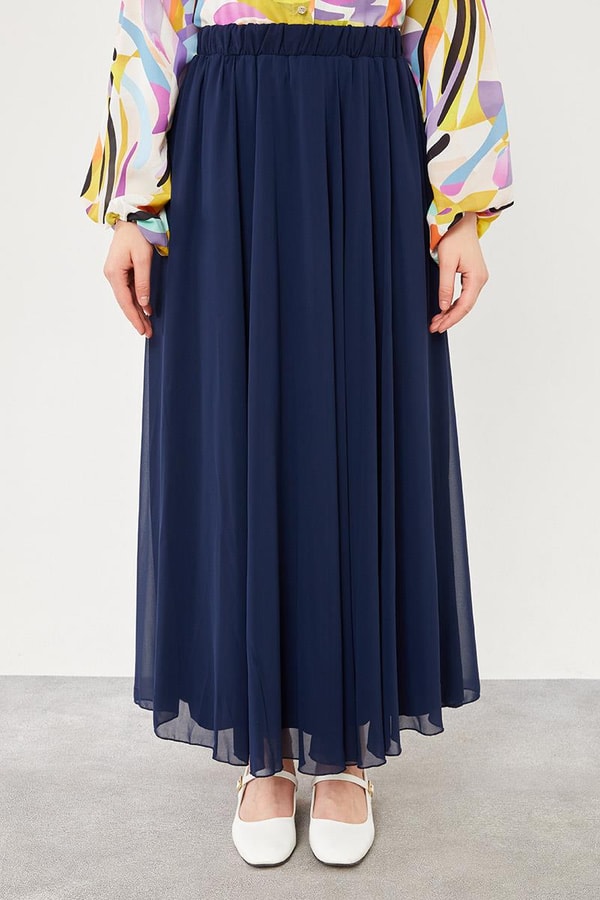 LevidorLevidor Lacivert Beli Lastikli Kloş Etek