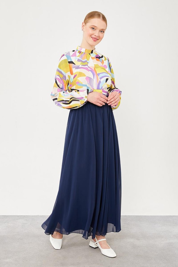 LevidorLevidor Lacivert Beli Lastikli Kloş Etek