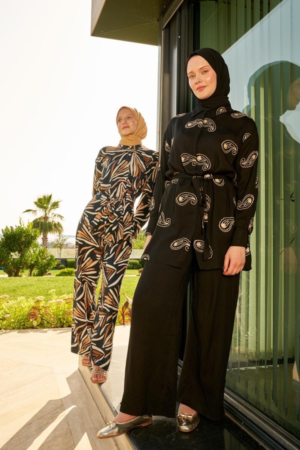 LevidorLevidor Lacivert Gömlek Yaka Belden Bağlamalı Pantolonlu Takım