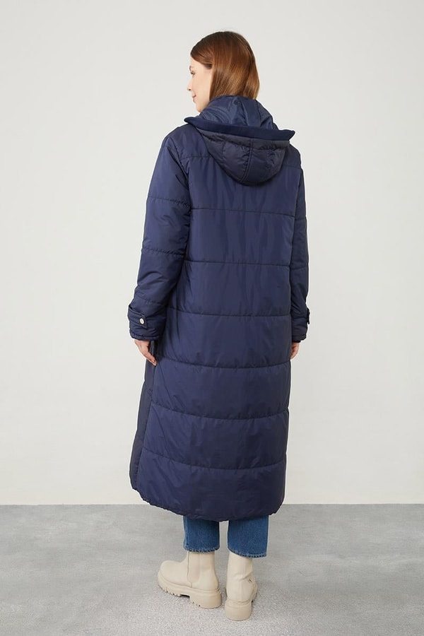 LevidorLevidor Lacivert Kapüşonlu Kapitone Kısa Mont