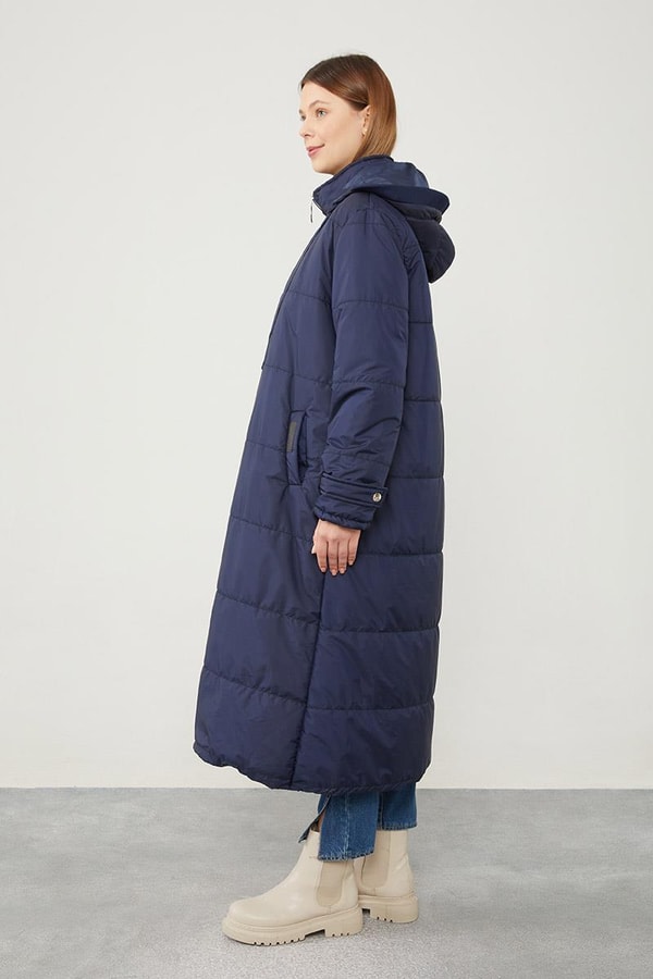 LevidorLevidor Lacivert Kapüşonlu Kapitone Kısa Mont