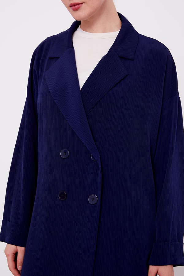LevidorLevidor Lacivert Kendinden Desenli Blazer Ceket Takım