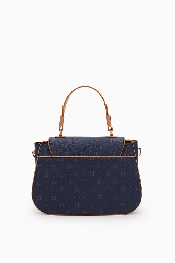LevidorLevidor Lacivert Monogram Baskılı Klipsli El Çantası