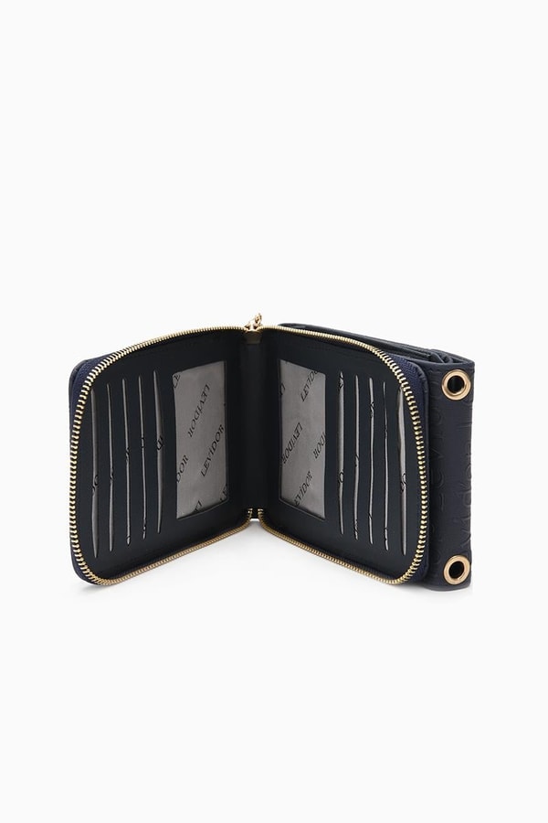 LevidorLevidor Lacivert Monogram Baskılı Cüzdan