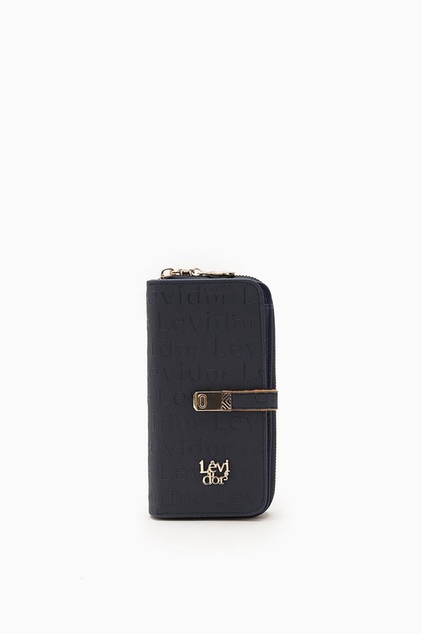 LevidorLevidor Lacivert Monogram Baskılı Çift Gözlü Cüzdan