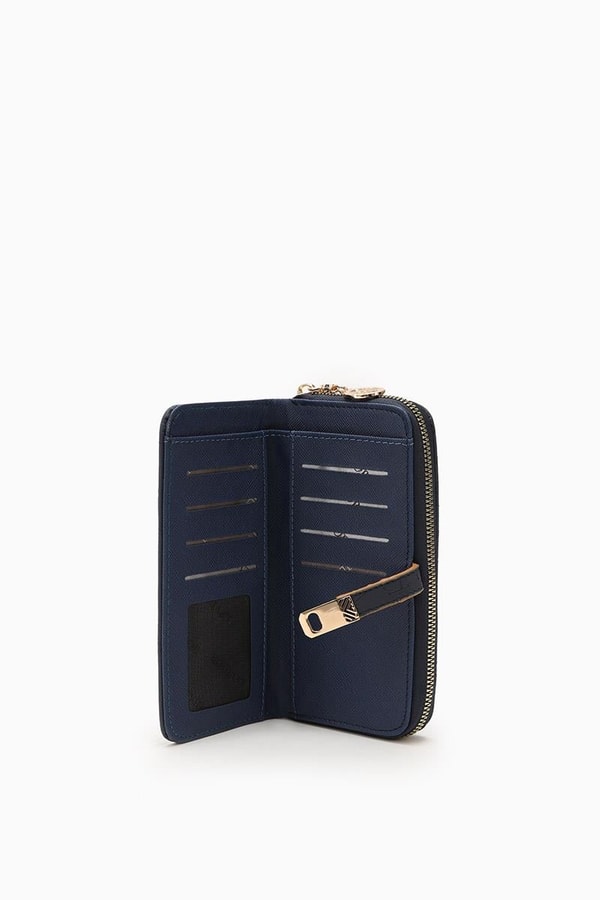 LevidorLevidor Lacivert Monogram Baskılı Çift Gözlü Cüzdan