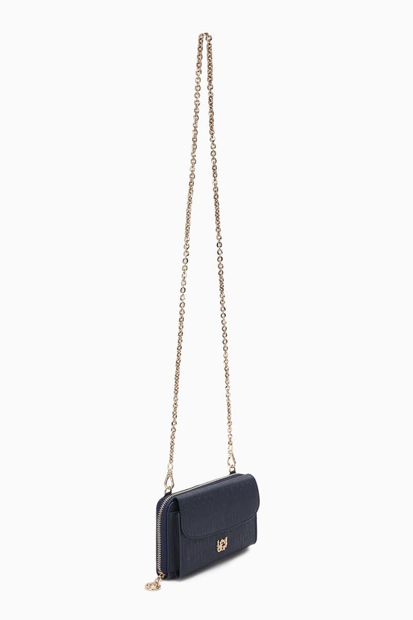LevidorLevidor Lacivert Monogram Baskılı Zincir Askılı Cüzdan