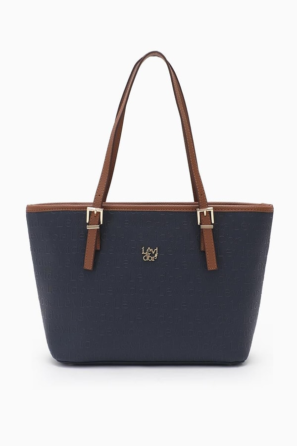 LevidorLevidor Lacivert Monogram Baskılı Tote Çanta
