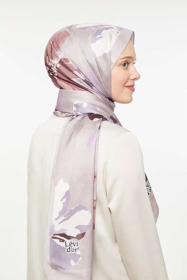 LevidorLevidor Lila Çiçek Baskılı Twill Şal