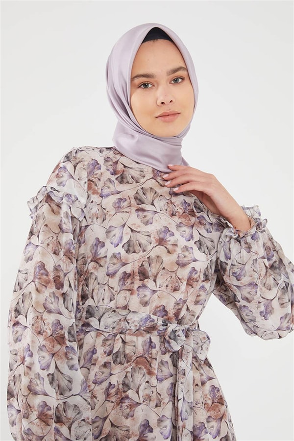 LevidorLevidor Lila DESENLİ ŞİFON ELBİSE