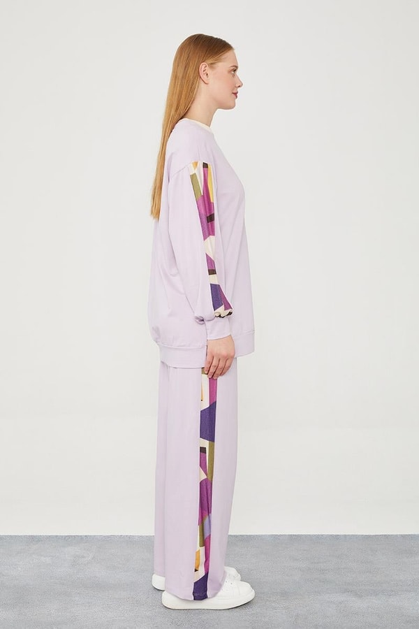 LevidorLevidor Lila Geometrik Desenli Spor Takım
