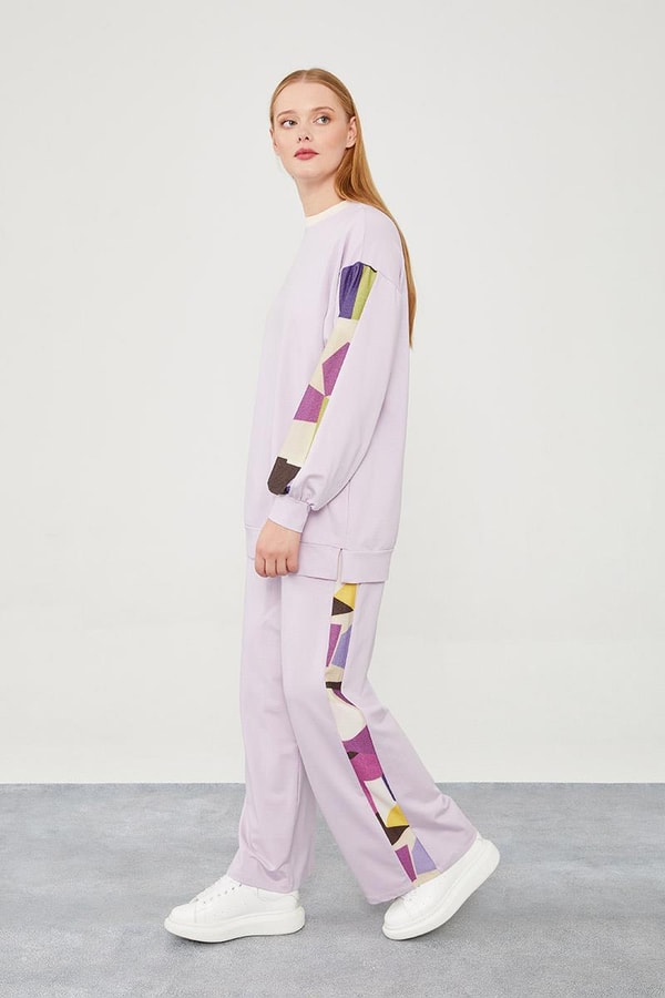 LevidorLevidor Lila Geometrik Desenli Spor Takım