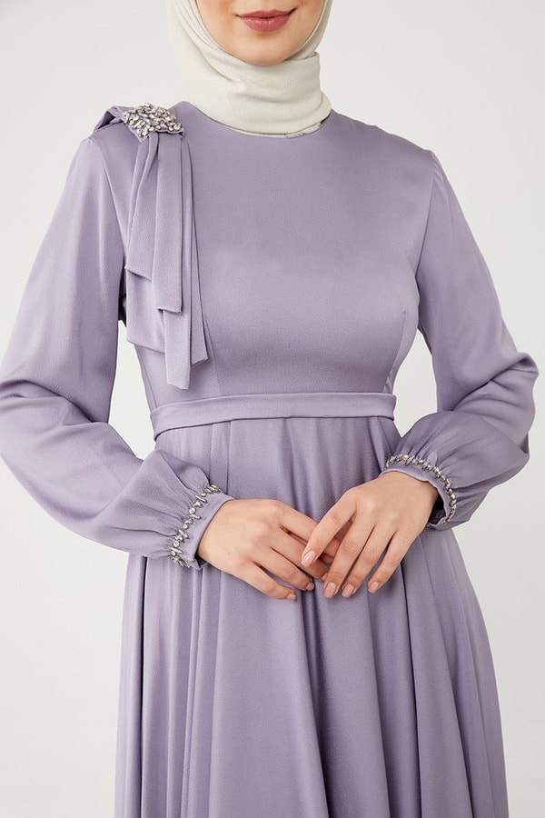 LevidorLevidor Lila Omuz Detaylı Elbise