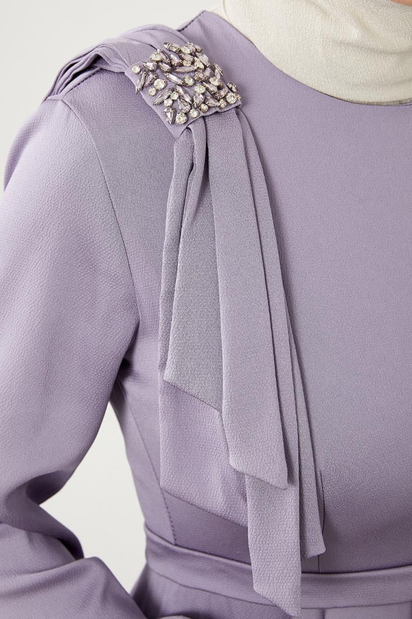 LevidorLevidor Lila Omuz Detaylı Elbise